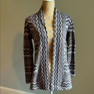 PURE CASHMERE CHEVRON OPEN CARDIGAN S
